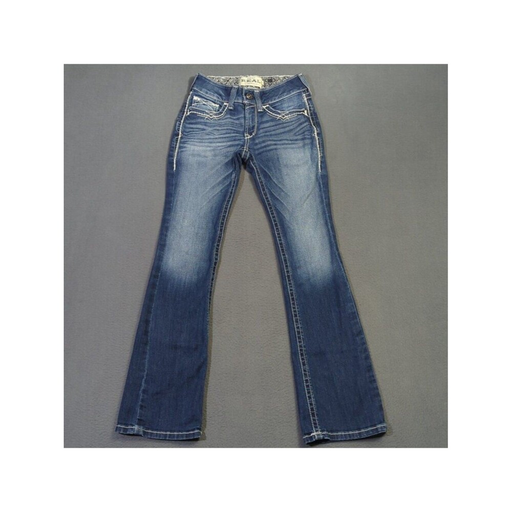 Ariat Jeans Women's 26R Blue R.E.A.L. Mid Rise Stretch Entwined Boot Cut Western